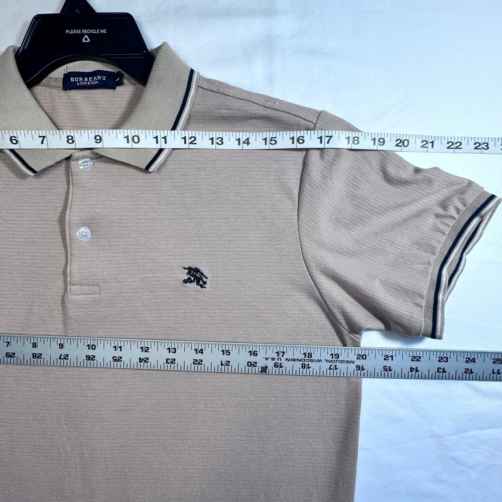 Burberry London Men's Tan Textured Polo Shirt with Embroidered Horse - Picture 5 of 7
